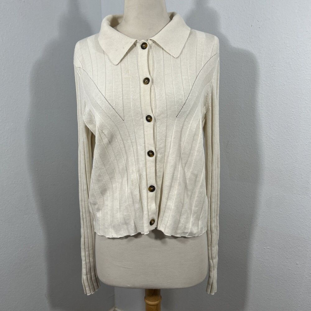 Loulou Studio Sweater Womens L Beige Silk Blend Caine Ribbed Minimalist Chunky